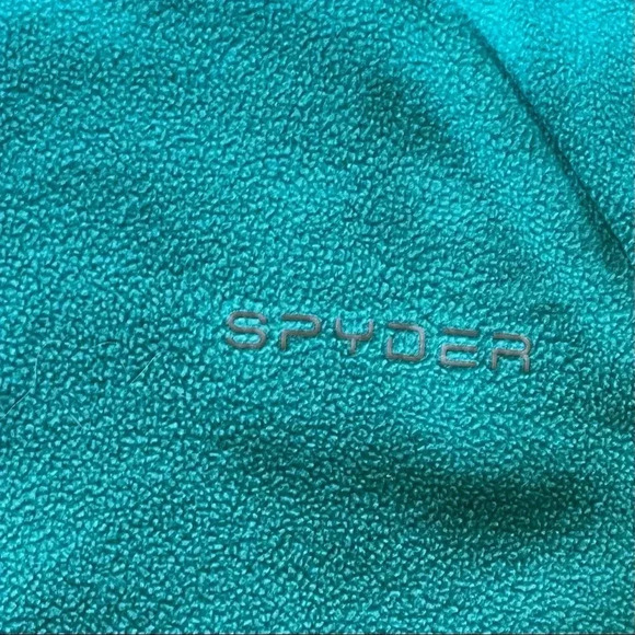 SPYDER Aqua Shimmer Bug Half Zip Velour Fleece w/Rhinestones Sz M (10-12) - Picture 4 of 5